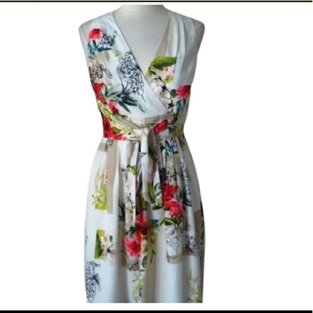 WHBM, watercolor wrap dress, size 10